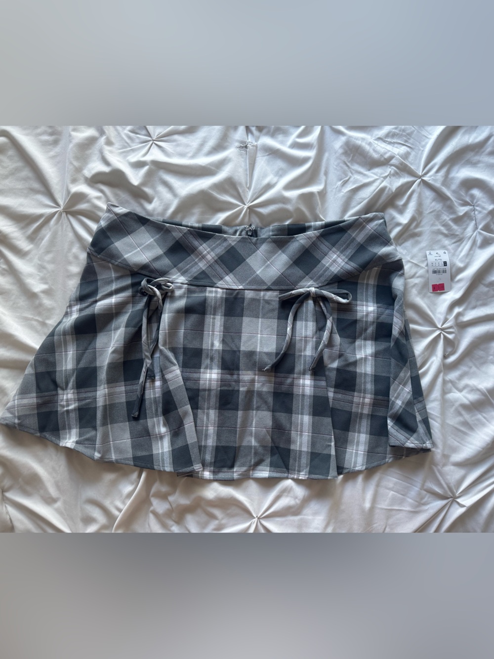 Ardene Plaid Gray Tie-Detail Women's Skirt